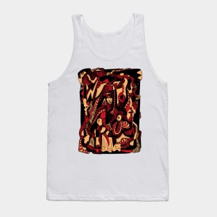 Red and Cream Color Abstract Wave of Thoughts No 4 Tank Top